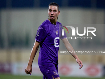 Amelie Delabre of Anderlecht gestures during the UEFA Women's Champions League First qualifying round, Semi-finals CP-Group 4 soccer match b...