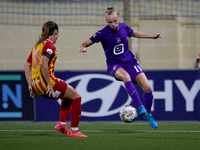 Sarah Wijnants (R) of Anderlecht is in action during the UEFA Women's Champions League First qualifying round, Semi-finals CP-Group 4 soccer...