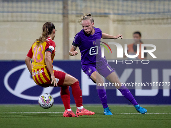 Sarah Wijnants (R) of Anderlecht is in action during the UEFA Women's Champions League First qualifying round, Semi-finals CP-Group 4 soccer...