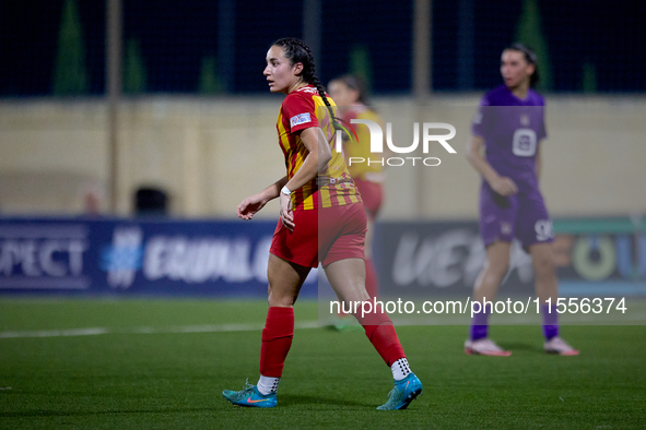 Valentina Rapa of Birkirkara gestures during the UEFA Women's Champions League First qualifying round, Semi-finals CP-Group 4 soccer match b...