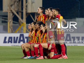 Women soccer players from Birkirkara pose for a team photo prior to the UEFA Women's Champions League First qualifying round, Semi-finals CP...