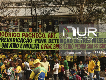 Supporters of former President Jair Bolsonaro (PL) participate in an event on Avenida Paulista, in the central area of Sao Paulo, Brazil, on...