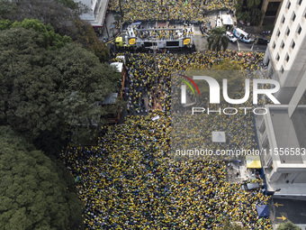 Supporters of former President Jair Bolsonaro (PL) participate in an event on Avenida Paulista, in the central area of Sao Paulo, Brazil, on...