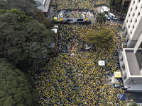 Supporters of former President Jair Bolsonaro (PL) participate in an event on Avenida Paulista, in the central area of Sao Paulo, Brazil, on...