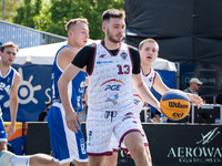 Oliwer Korolczuk participates in the LOTTO 3x3 League basketball game in Sosnowiec, Poland, on September 7, 2024. The Lotto 3x3 Liga tournam...