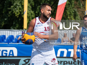 Marek Cwelich participates in the LOTTO 3x3 League basketball game in Sosnowiec, Poland, on September 7, 2024. The Lotto 3x3 Liga tournament...