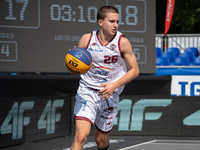 Mateusz Bryla participates in the LOTTO 3x3 League basketball game in Sosnowiec, Poland, on September 7, 2024. The Lotto 3x3 Liga tournament...