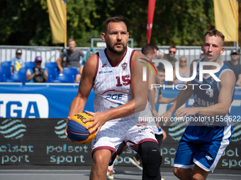 Marek Cwelich participates in the LOTTO 3x3 League basketball game in Sosnowiec, Poland, on September 7, 2024. The Lotto 3x3 Liga tournament...