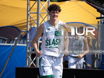 Borys Baran participates in the LOTTO 3x3 League basketball game in Sosnowiec, Poland, on September 7, 2024. Lotto 3x3 Liga tournament match...