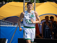 Mateusz Kazmierczak participates in the LOTTO 3x3 League basketball game in Sosnowiec, Poland, on September 7, 2024. The Lotto 3x3 Liga tour...