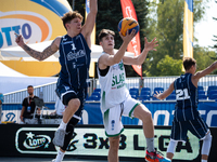 Michal Nowak and Maksymilian Motel participate in the LOTTO 3x3 League basketball game in Sosnowiec, Poland, on September 7, 2024. The Lotto...