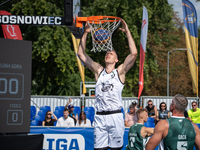 Krystian Kozluk participates in the LOTTO 3x3 League basketball game in Sosnowiec, Poland, on September 7, 2024. The Lotto 3x3 Liga tourname...