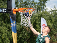 Mateusz Chalupka participates in the LOTTO 3x3 League basketball game in Sosnowiec, Poland, on September 7, 2024. The Lotto 3x3 Liga tournam...