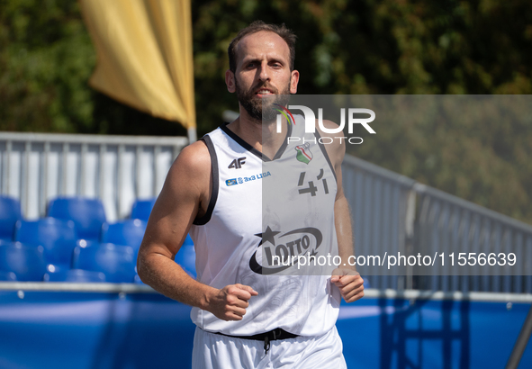 Tomasz Rudko participates in the LOTTO 3x3 League basketball game in Sosnowiec, Poland, on September 7, 2024. The Lotto 3x3 Liga tournament...