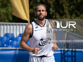 Tomasz Rudko participates in the LOTTO 3x3 League basketball game in Sosnowiec, Poland, on September 7, 2024. The Lotto 3x3 Liga tournament...