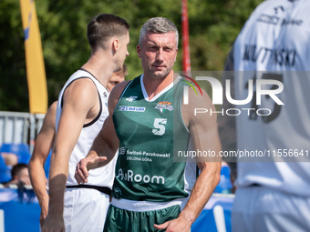 Mariusz Gaca participates in the LOTTO 3x3 League basketball game in Sosnowiec, Poland, on September 7, 2024. The Lotto 3x3 Liga tournament...