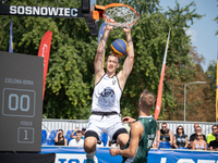 Krystian Kozluk participates in the LOTTO 3x3 League basketball game in Sosnowiec, Poland, on September 7, 2024. The Lotto 3x3 Liga tourname...