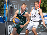 Mateusz Chalupka participates in the LOTTO 3x3 League basketball game in Sosnowiec, Poland, on September 7, 2024. The Lotto 3x3 Liga tournam...