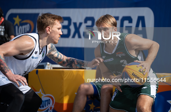 Michal Pralat participates in the LOTTO 3x3 League basketball game in Sosnowiec, Poland, on September 7, 2024. The Lotto 3x3 Liga tournament...