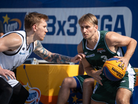 Michal Pralat participates in the LOTTO 3x3 League basketball game in Sosnowiec, Poland, on September 7, 2024. The Lotto 3x3 Liga tournament...