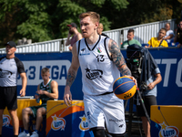 Michal Wojtynski participates in the LOTTO 3x3 League basketball game in Sosnowiec, Poland, on September 7, 2024. The Lotto 3x3 Liga tournam...