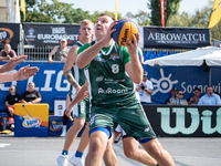 Hubert Stepien participates in the LOTTO 3x3 League basketball game in Sosnowiec, Poland, on September 7, 2024. The Lotto 3x3 Liga tournamen...