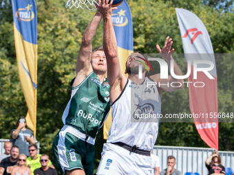 Tomasz Rudko participates in the LOTTO 3x3 League basketball game in Sosnowiec, Poland, on September 7, 2024. The Lotto 3x3 Liga tournament...