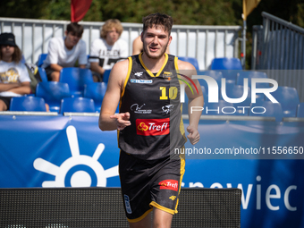 Lukasz Klawa participates in the LOTTO 3x3 League basketball game in Sosnowiec, Poland, on September 7, 2024. The Lotto 3x3 Liga tournament...