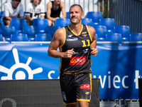 Mateusz Nitsche participates in the LOTTO 3x3 League basketball game in Sosnowiec, Poland, on September 7, 2024. The Lotto 3x3 Liga tourname...