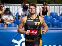 Kacper Jastrzebski participates in the LOTTO 3x3 League basketball game in Sosnowiec, Poland, on September 7, 2024. The Lotto 3x3 Liga tourn...