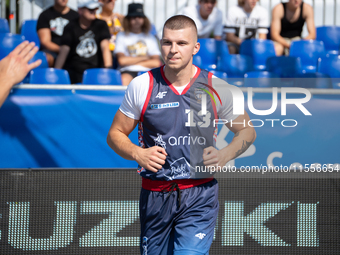 Krystian Mackiewicz participates in the LOTTO 3x3 League basketball game in Sosnowiec, Poland, on September 7, 2024. The Lotto 3x3 Liga tour...