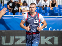 Krystian Mackiewicz participates in the LOTTO 3x3 League basketball game in Sosnowiec, Poland, on September 7, 2024. The Lotto 3x3 Liga tour...