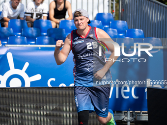 Mikolaj Mroz participates in the LOTTO 3x3 League basketball game in Sosnowiec, Poland, on September 7, 2024. The Lotto 3x3 Liga tournament...