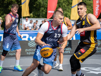 Krystian Mackiewicz participates in the LOTTO 3x3 League basketball game in Sosnowiec, Poland, on September 7, 2024. The Lotto 3x3 Liga tour...