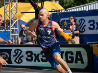 Wojciech Bernasiak participates in the LOTTO 3x3 League basketball game in Sosnowiec, Poland, on September 7, 2024. The Lotto 3x3 Liga tourn...