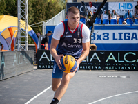 Krystian Mackiewicz participates in the LOTTO 3x3 League basketball game in Sosnowiec, Poland, on September 7, 2024. The Lotto 3x3 Liga tour...