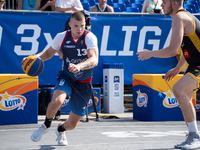 Krystian Mackiewicz participates in the LOTTO 3x3 League basketball game in Sosnowiec, Poland, on September 7, 2024. The Lotto 3x3 Liga tour...