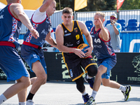 Wiktor Jaszczerski participates in the LOTTO 3x3 League basketball game in Sosnowiec, Poland, on September 7, 2024. The Lotto 3x3 Liga tourn...