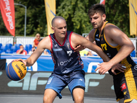 Wojciech Bernasiak participates in the LOTTO 3x3 League basketball game in Sosnowiec, Poland, on September 7, 2024. The Lotto 3x3 Liga tourn...