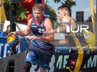 Mikolaj Mroz participates in the LOTTO 3x3 League basketball game in Sosnowiec, Poland, on September 7, 2024. The Lotto 3x3 Liga tournament...