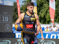 Kacper Jastrzebski participates in the LOTTO 3x3 League basketball game in Sosnowiec, Poland, on September 7, 2024. The Lotto 3x3 Liga tourn...