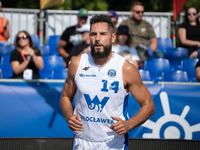 Pawel Pawlowski participates in the LOTTO 3x3 League basketball game in Sosnowiec, Poland, on September 7, 2024. The Lotto 3x3 Liga tourname...