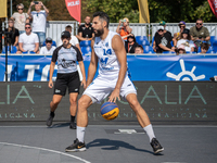 Pawel Pawlowski participates in the LOTTO 3x3 League basketball game in Sosnowiec, Poland, on September 7, 2024. The Lotto 3x3 Liga tourname...