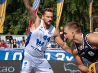 Szymon Rduch participates in the LOTTO 3x3 League basketball game in Sosnowiec, Poland, on September 7, 2024. The Lotto 3x3 Liga tournament...