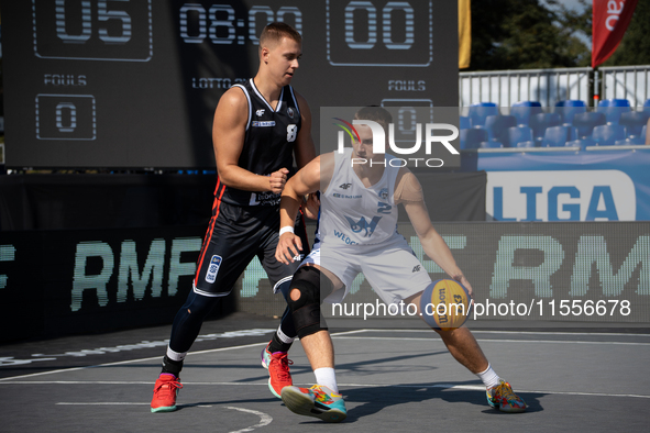 Kacper Ponitka participates in the LOTTO 3x3 League basketball game in Sosnowiec, Poland, on September 7, 2024. Lotto 3x3 Liga tournament ma...