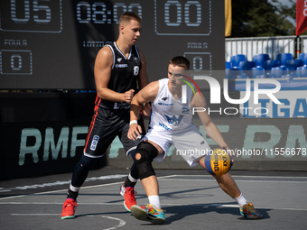 Kacper Ponitka participates in the LOTTO 3x3 League basketball game in Sosnowiec, Poland, on September 7, 2024. Lotto 3x3 Liga tournament ma...