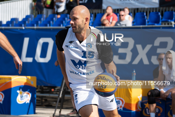 Marcin Zarzeczny participates in the LOTTO 3x3 League basketball game in Sosnowiec, Poland, on September 7, 2024. The Lotto 3x3 Liga tournam...