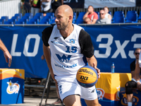 Marcin Zarzeczny participates in the LOTTO 3x3 League basketball game in Sosnowiec, Poland, on September 7, 2024. The Lotto 3x3 Liga tournam...