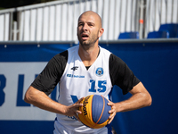 Marcin Zarzeczny participates in the LOTTO 3x3 League basketball game in Sosnowiec, Poland, on September 7, 2024. The Lotto 3x3 Liga tournam...