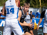 Michal Turewicz participates in the LOTTO 3x3 League basketball game in Sosnowiec, Poland, on September 7, 2024. The Lotto 3x3 Liga tourname...